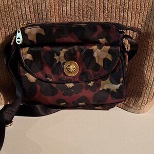 Baggallini Camo Leopard Crossbody Bag – Burgundy, Black & Tan